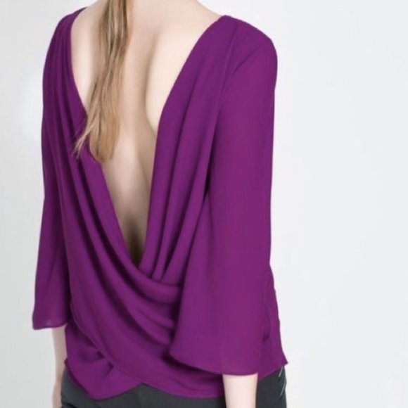 ZARA BASIC Open Back Magenta Top - Size S - Picture 7 of 10